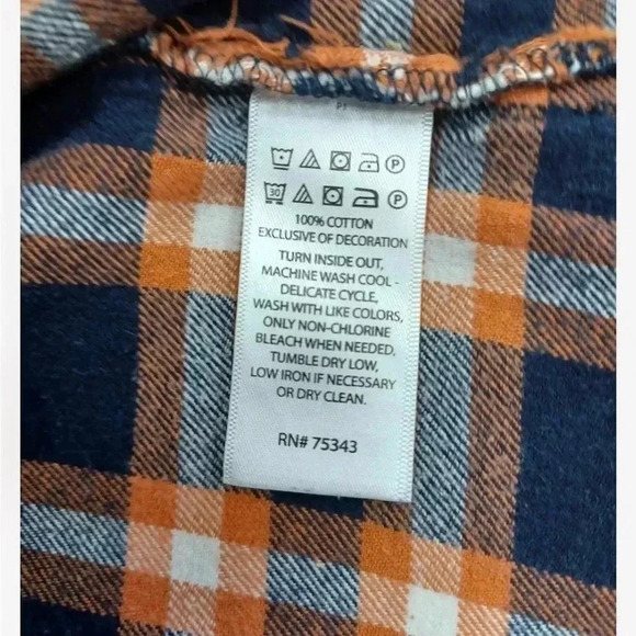 Tommy Bahama Orange And Blue  Plaid Long Sleeve Button Up Top Size 3T - Picture 7 of 7